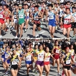 昨年の大会で一斉にスタートする男子（上）と女子＝丹波篠山市内
