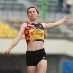 グランプリ女子走り幅跳び決勝　６メートル３９の記録で優勝した秦澄美鈴（撮影・小林良多）