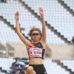 女子走り幅跳び決勝　６メートル72の大会新記録で優勝した秦澄美鈴