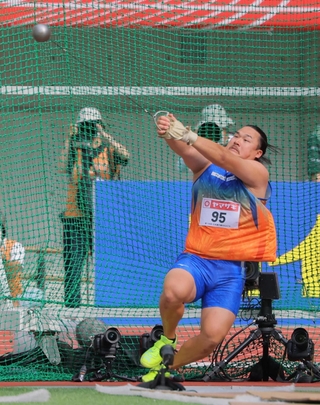 力強くハンマーを回す中川達斗（撮影・吉澤敬太）