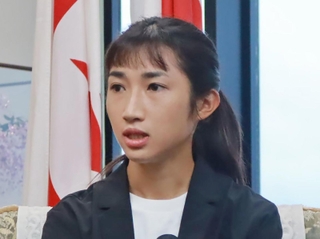 小野市役所でパリ五輪への意気込みを語る田中希実