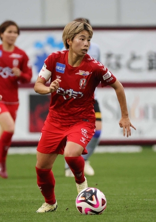 移籍が発表されたＩＮＡＣ神戸のＦＷ田中美南＝２０２４年５月１８日、ノエビアスタジアム神戸（撮影・長嶺麻子）
