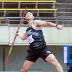 男子やり投げ決勝　優勝した寒川建之介