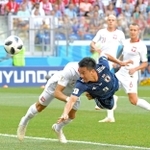 日本代表で歴代３位の50ゴールを奪った岡崎慎司さん。代名詞はダイビングヘッドだった＝２０１８年６月、ロシア・ボルゴグラード 