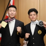 レスリング男子でパリ五輪に挑む日下尚（左）と清岡幸大郎。ともに神戸の三恵海運に所属する