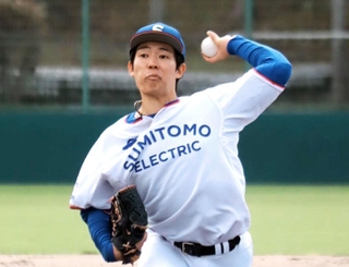 ミクロ-住友電工伊丹　先発で好投した住友電工伊丹の杉戸＝香寺