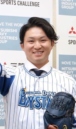 ＤｅＮＡから１位指名を受けた三菱重工Ｗｅｓｔの竹田祐投手＝24日午後、高砂市（撮影・田中朋也）