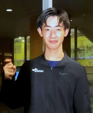 ＮＨＫ杯への意気込みを語った壷井達也＝１３日、尼崎スポーツの森