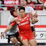 神戸－横浜　前半、トライを決める神戸の松永（撮影・斎藤雅志）