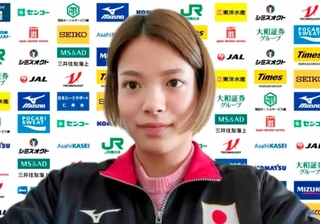 オンラインで取材に応じる柔道女子５２キロ級の阿部詩＝５日