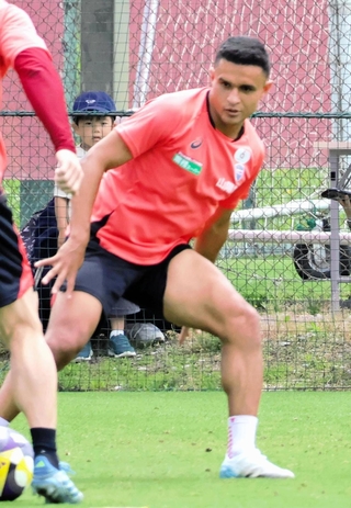 ２戦連続ゴールへ意気込む神戸のエリキ＝神戸市西区、いぶきの森球技場