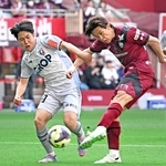 神戸－岡山　後半、神戸・宮代が左足シュートを決め、神戸が１－０とする（撮影・斎藤雅志）