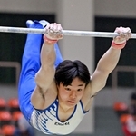 体操男子団体総合で２年ぶりの優勝に貢献した市尼崎の山本大智＝西宮市ライフパートナーアリーナ（撮影・大田将之）