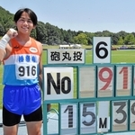 男子共通砲丸投げで大会新記録をマークして優勝した播磨ＡＣの山口勇雅＝加古川市、ＳＨＯＷＡグループ陸上競技場