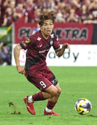 終盤戦の得点量産に期待がかかる神戸の宮代＝９月２７日、ノエビアスタジアム神戸