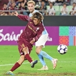 神戸－メルボルン・シティー　後半追加タイム、決勝ゴールを決める神戸の汰木（撮影・丸山桃奈）