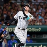 阪神-ＤｅＮＡ　６回、三振に倒れる阪神・佐藤輝＝西宮市の甲子園球場（撮影・丸山桃奈）