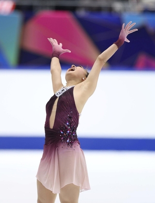 女子フリーの演技を終えた坂本花織（撮影・中田匡峻）