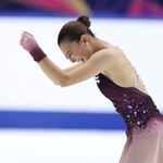 女子フリーの演技を終え、渾身（こんしん）のガッツポーズを見せる坂本花織（撮影・中田匡峻）