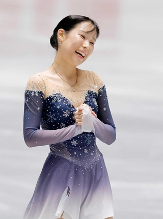 女子ＳＰの演技を終えた三原舞依＝国立代々木競技場