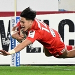 神戸－東京ベイ　後半、トライを決める神戸の植田和麿＝ノエビアスタジアム神戸（撮影・斎藤雅志）