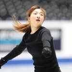 公開練習に臨む坂本花織＝東京都渋谷区の代々木第一体育館（撮影・石井剣太郎）