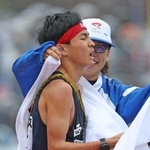 男子６位でフィニッシュした男子・西脇工のアンカー岸本周真（撮影・丸山桃奈）