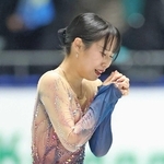 最後の全日本選手権でフリーの演技を終えて感極まる三原舞依＝２０２５年１２月２１日、国立代々木競技場