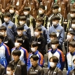 開会式に出席した兵庫の選手ら＝広島市