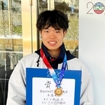 スピードスケート成年男子１５００メートルで初優勝した兵庫・渕上結太（県スケート連盟提供）