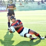 関学－常翔学園　後半２５分、反撃のトライを挙げる関学のＣＴＢ鈴木