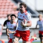 浦安-神戸　後半１０分、この試合で自身２トライ目決める神戸のコストリー＝東京・駒沢陸上競技場©　ＫＯＢＥ　ＳＴＥＥＬ，　ＬＴＤ．