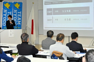 国民スポーツ大会冬季大会の結果が報告されたチーム兵庫プロジェクト１会議＝神戸市兵庫区、兵庫津ミュージアム