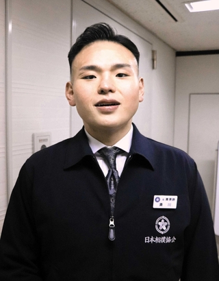 現役時代のご当所での思い出を振り返る元貴景勝の湊川親方＝大阪市、エディオンアリーナ大阪