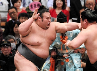 大関昇進を決めた２０１９年春場所で奮闘する貴景勝＝エディオンアリーナ大阪