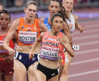 世界陸上・女子５０００メートル予選に臨む田中希実＝２０２５年９月、東京・国立競技場