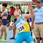 好記録の期待がかかる陸上女子砲丸投げの植原渚（志方）＝６月２８日、ＳＨＯＷＡグループ陸上競技場