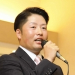 所属先の激励会でツアー優勝への意気込みを語る砂川公佑選手＝２０２４年１月、加古川プラザホテル