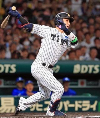 阪神-横浜　６回、２死一、二塁のチャンスも三振に倒れる代打木浪＝１４日夜、西宮市の甲子園球場（撮影・丸山桃奈）