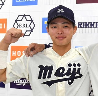 明大の榊原七斗＝神宮（撮影・佐々木彰尚）