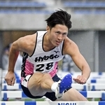陸上成年男子１１０メートル障害決勝　３位に入った兵庫の徳岡凌＝青森市、カクヒログループアスレチックスタジアム（撮影・大田将之）