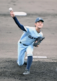 神院大付-姫路工　神院大付の先発谷口＝姫路市ウインク（撮影・大田将之）