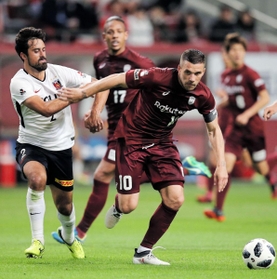 ドイツ代表としてＷ杯３大会を経験したヴィッセル神戸のルーカス・ポドルスキ選手（１０）＝神戸市兵庫区御崎町１、ノエビアスタジアム神戸