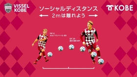 「２メートルは離れよう」。Ｊ１神戸と神戸市が協力して啓発を図るⓒＶＩＳＳＥＬ　ＫＯＢＥ