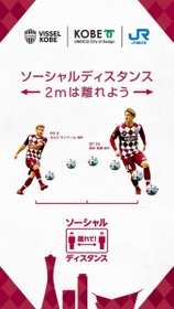 ＪＲ三ノ宮駅の利用客に感染予防を呼び掛けるＪ１神戸のスライド画像（Ｃ）ＶＩＳＳＥＬ　ＫＯＢＥ