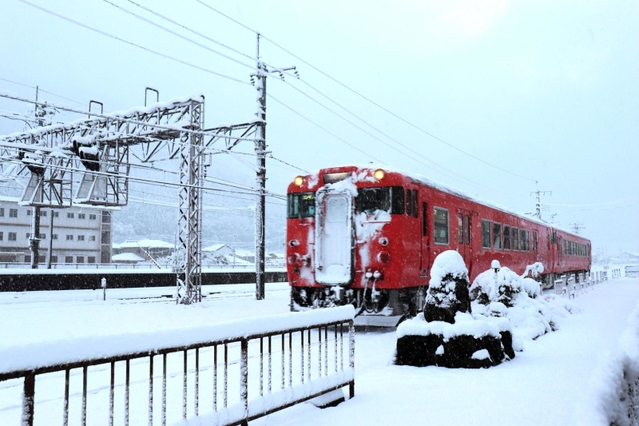 ＪＲ播但線も一部に遅れが出た＝ＪＲ和田山駅