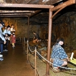 説明を聞きながら銀山ボーイズを見守る参加者たち＝史跡・生野銀山