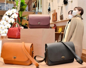 木目調で統一された店内。シーズンごとのおすすめ商品が並ぶ＝豊岡市中央町