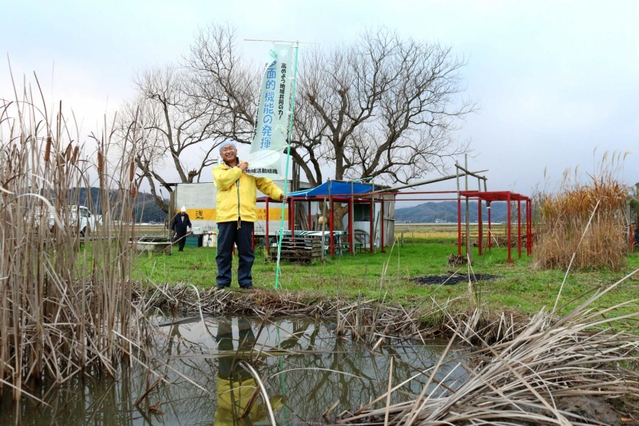 メダカをはじめとするさままざまな水生生物が暮らす＝豊岡市下鉢山