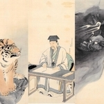 ２５～２７日に特別展示される円山応挙が描いた３幅構成の「王羲之龍虎図」（大乗寺提供）